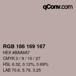 Código de color: RGB 186 169 167 | qconv.com