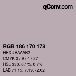 Color code: RGB 186 170 178 | qconv.com