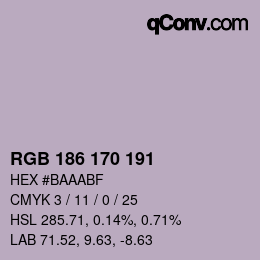 Color code: RGB 186 170 191 | qconv.com