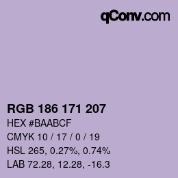 颜色代码: RGB 186 171 207 | qconv.com