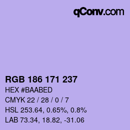 Color code: RGB 186 171 237 | qconv.com