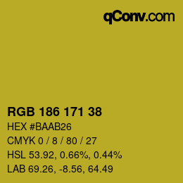 颜色代码: RGB 186 171 38 | qconv.com