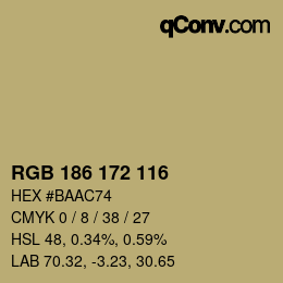 Color code: RGB 186 172 116 | qconv.com