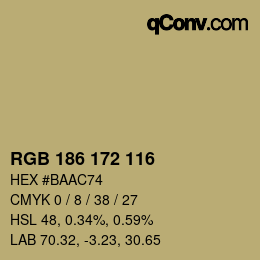 Código de color: RGB 186 172 116 | qconv.com