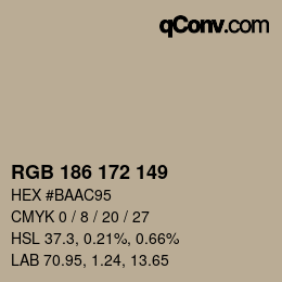 Color code: RGB 186 172 149 | qconv.com