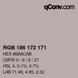 Color code: RGB 186 172 171 | qconv.com