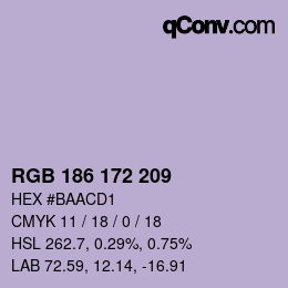 Color code: RGB 186 172 209 | qconv.com