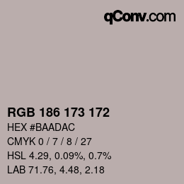 Color code: RGB 186 173 172 | qconv.com