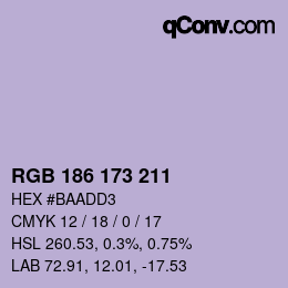 Código de color: RGB 186 173 211 | qconv.com