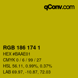 Color code: RGB 186 174 1 | qconv.com