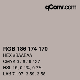 Color code: RGB 186 174 170 | qconv.com