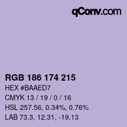 カラーコード: RGB 186 174 215 | qconv.com