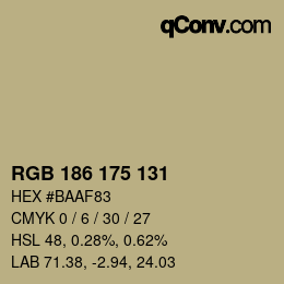 颜色代码: RGB 186 175 131 | qconv.com