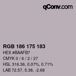 Color code: RGB 186 175 183 | qconv.com