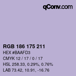 Color code: RGB 186 175 211 | qconv.com