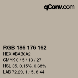 Color code: RGB 186 176 162 | qconv.com