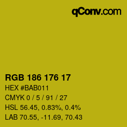 Color code: RGB 186 176 17 | qconv.com