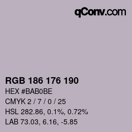 颜色代码: RGB 186 176 190 | qconv.com