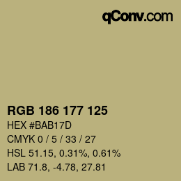 Farbcode: RGB 186 177 125 | qconv.com