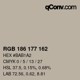 Color code: RGB 186 177 162 | qconv.com