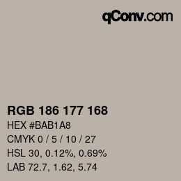 Color code: RGB 186 177 168 | qconv.com
