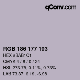 颜色代码: RGB 186 177 193 | qconv.com