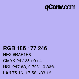 Color code: RGB 186 177 246 | qconv.com