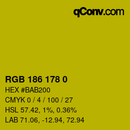 Color code: RGB 186 178 0 | qconv.com