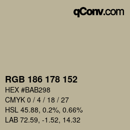 颜色代码: RGB 186 178 152 | qconv.com