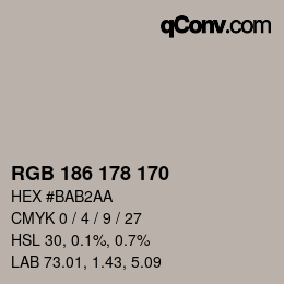 Color code: RGB 186 178 170 | qconv.com