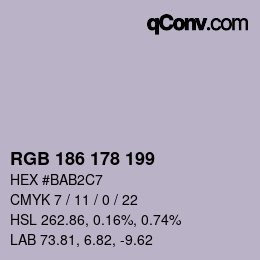 Color code: RGB 186 178 199 | qconv.com