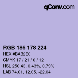 Color code: RGB 186 178 224 | qconv.com