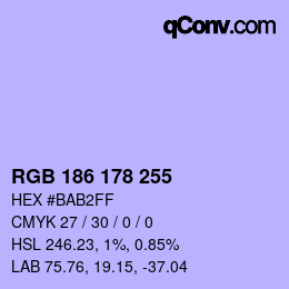 Farbcode: RGB 186 178 255 | qconv.com