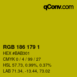 Color code: RGB 186 179 1 | qconv.com