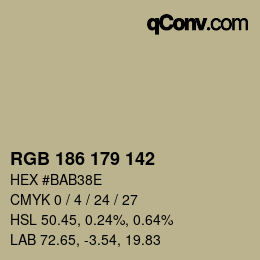 颜色代码: RGB 186 179 142 | qconv.com