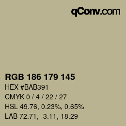 颜色代码: RGB 186 179 145 | qconv.com