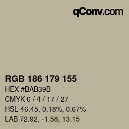 Código de color: RGB 186 179 155 | qconv.com