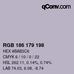 Código de color: RGB 186 179 198 | qconv.com