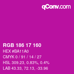 Color code: RGB 186 17 160 | qconv.com