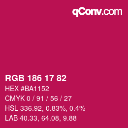 Color code: RGB 186 17 82 | qconv.com