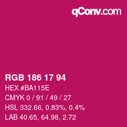 Color code: RGB 186 17 94 | qconv.com