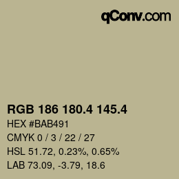 カラーコード: RGB 186 180.4 145.4 | qconv.com