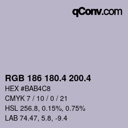 カラーコード: RGB 186 180.4 200.4 | qconv.com