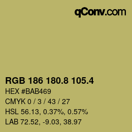 カラーコード: RGB 186 180.8 105.4 | qconv.com