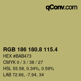 カラーコード: RGB 186 180.8 115.4 | qconv.com