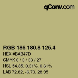 カラーコード: RGB 186 180.8 125.4 | qconv.com