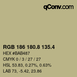カラーコード: RGB 186 180.8 135.4 | qconv.com