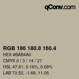 カラーコード: RGB 186 180.8 160.4 | qconv.com