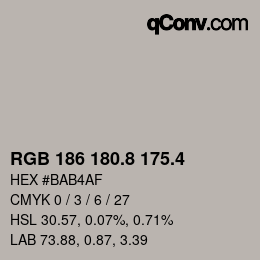 カラーコード: RGB 186 180.8 175.4 | qconv.com