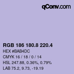 カラーコード: RGB 186 180.8 220.4 | qconv.com